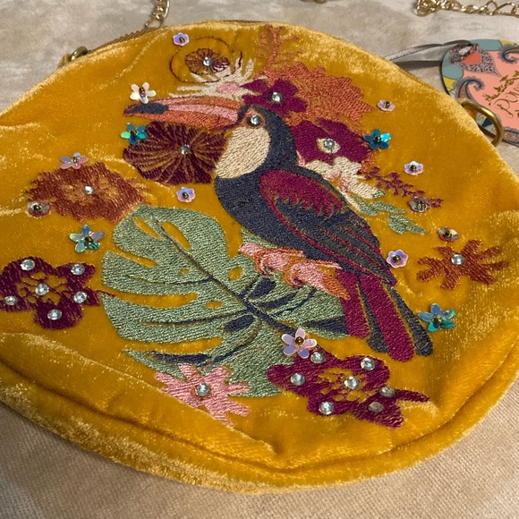 Powder Designs Toucan Velvet Embroidered Purse - Picture 4 of 10